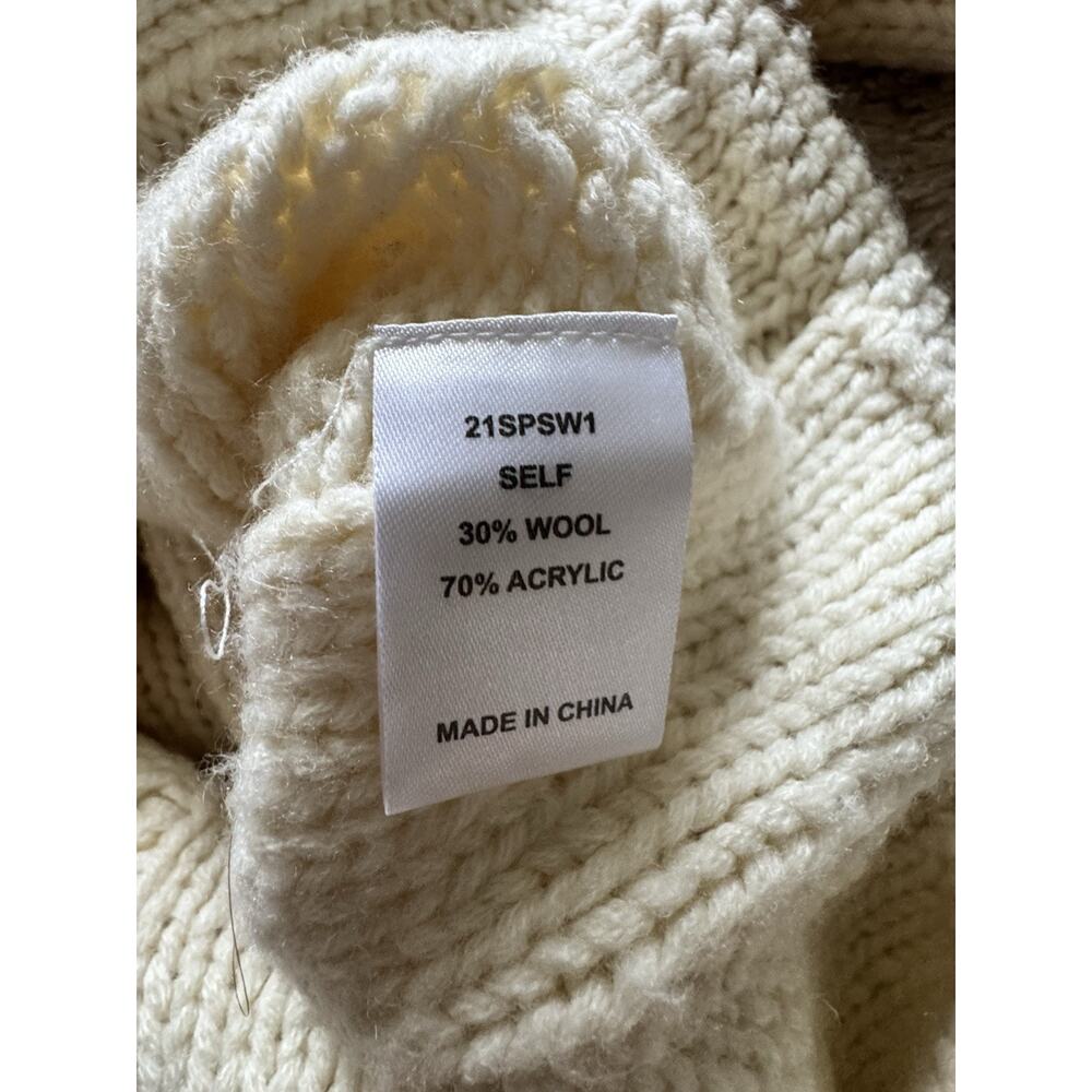 Hunter Bell Cream Pom Pom Chunky Knit Cardigan Sweater Women’s Size Large Wool - Picture 6 of 6